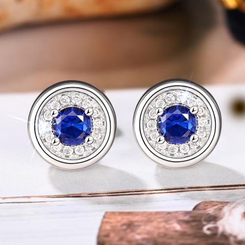 Cubic Zirconia Micro Pave Brass Earring, Round, fashion jewelry & micro pave cubic zirconia & for woman 