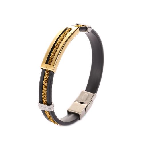 Silikon Edelstahl Armbänder, 201 Edelstahl, mit Silikon, Modeschmuck & unisex, Länge:ca. 22 cm, verkauft von PC[