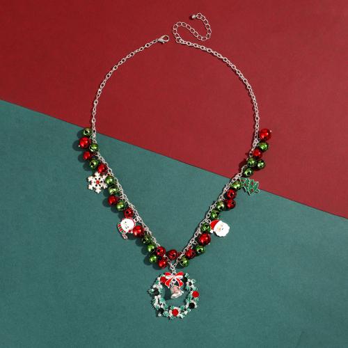 Joyería de la Navidad del collar del suéter, aleación de zinc, con 7cm extender cadena, Diseño de Navidad & para mujer & esmalte, 39x36mm, longitud:aproximado 48 cm, Vendido por UD