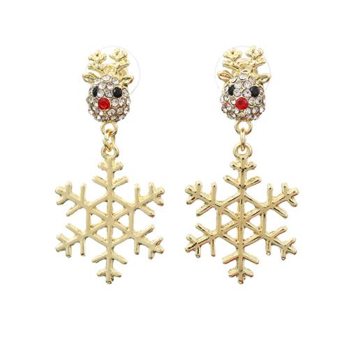 Boucles d'oreilles de Noël, alliage de zinc, flocon de neige, Conception de Noël & pour femme & avec strass Vendu par paire