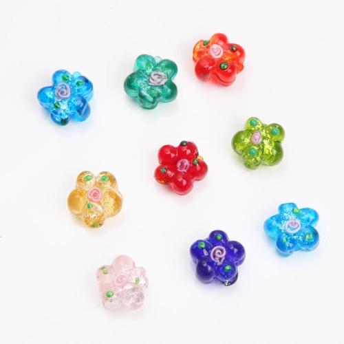 花のランプワーク ビーズ, ランプワーク, 花形, DIY, 無色, 15mm, 売り手 パソコン