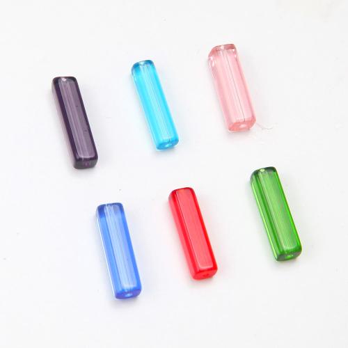 Vernickelt Glasperlen, Glas, Rechteck, DIY, keine, 20x6mm, 19PCs/Strang, verkauft von Strang