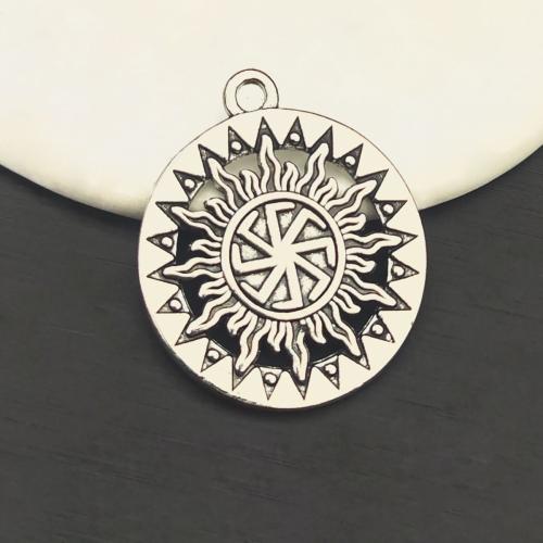 Zinc Alloy Jewelry Pendants, Round, silver color plated, DIY 