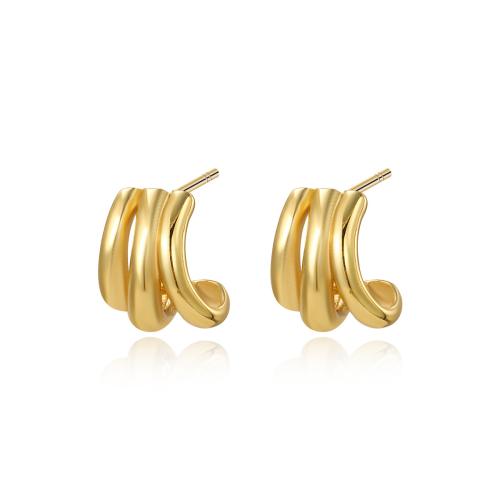 Stainless Steel Stud Earring, 304 Stainless Steel, plated, for woman, gold 