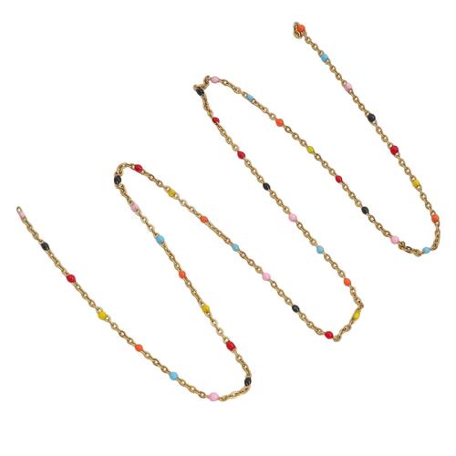 Stainless Steel Chain Jewelry, 304 Stainless Steel, plated, DIY & enamel, gold 