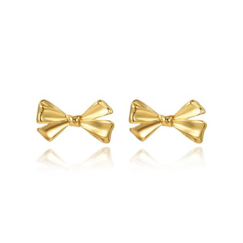 Stainless Steel Stud Earring, 304 Stainless Steel, Bowknot, plated, for woman, gold 