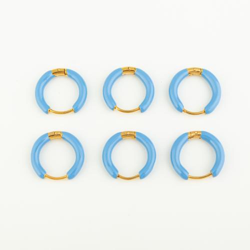 Stainless Steel Leverback Earring, 304 Stainless Steel, Vacuum Ion Plating, three pieces & for woman & enamel, blue 