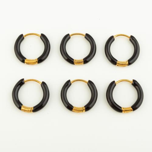 Stainless Steel Leverback Earring, 304 Stainless Steel, Vacuum Ion Plating, three pieces & for woman & enamel, black 