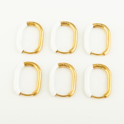 Stainless Steel Leverback Earring, 304 Stainless Steel, Vacuum Ion Plating, three pieces & for woman & enamel, white 