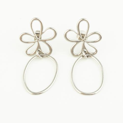 Stainless Steel Stud Earring, 304 Stainless Steel, petals, plated, for woman, original color 