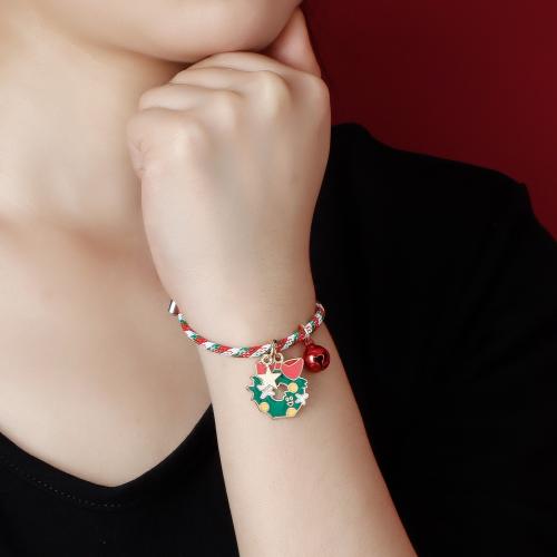 Zinc Alloy Christmas Bracelet, with Polyester Cord, plated, Christmas jewelry & for woman & enamel Approx 6-8 Inch 