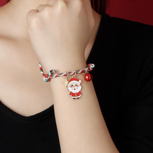 Zinc Alloy Bracelet, with Polyester Cord, plated, Christmas jewelry & for woman & enamel Approx 6-8 Inch [