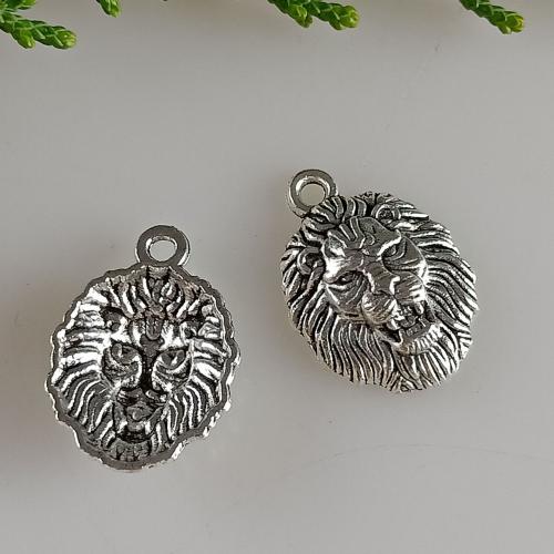 Pendentifs animaux en alliage de zinc, lion, Plaqué de couleur d'argent, DIY Vendu par sac