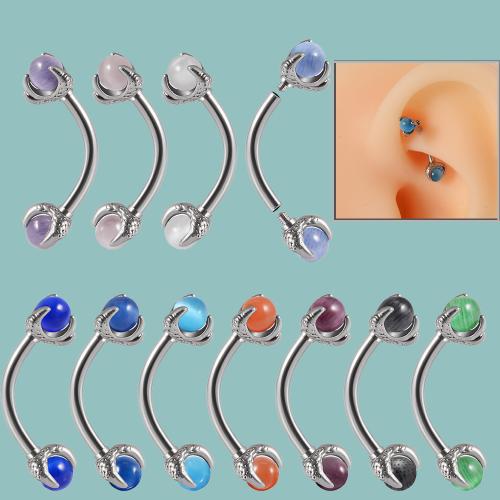 Stainless Steel Ear Piercing Jewelry, 304 Stainless Steel, with Gemstone, Unisex 