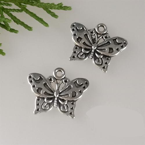 Zinc Alloy Animal Pendants, Butterfly, antique silver color plated, DIY [