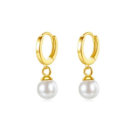 Sterling Silver Pearl Drop Earring, 925 Sterling Silver, with Plastic Pearl, fashion jewelry & for woman [