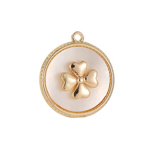 Cubic Zirconia Micro Pave Brass Pendant, with White Shell, DIY & micro pave cubic zirconia & enamel 