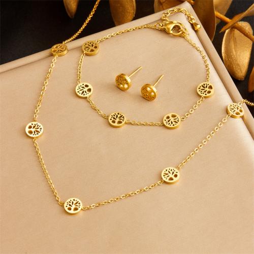 Fashion Stainless Steel Jewelry Sets, 304 Stainless Steel, fashion jewelry & for woman, golden 