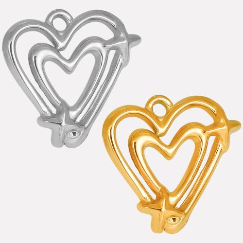 Stainless Steel Heart Pendants, 304 Stainless Steel, Vacuum Ion Plating, DIY 