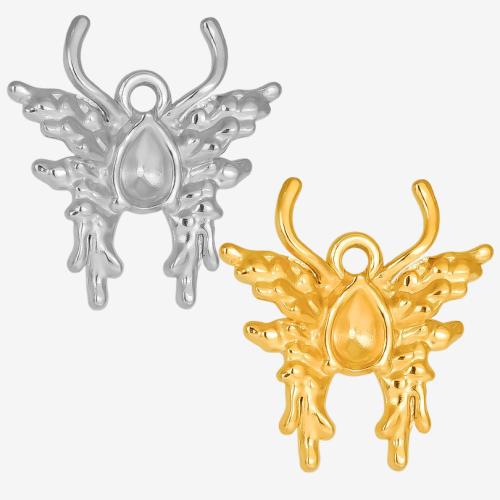 Stainless Steel Pendant Setting, 304 Stainless Steel, Butterfly, Vacuum Ion Plating, DIY 