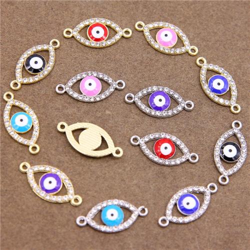 Evil Eye Jewelry Connector, Zinc Alloy, plated, DIY & evil eye pattern & enamel & with rhinestone & 1/1 loop 