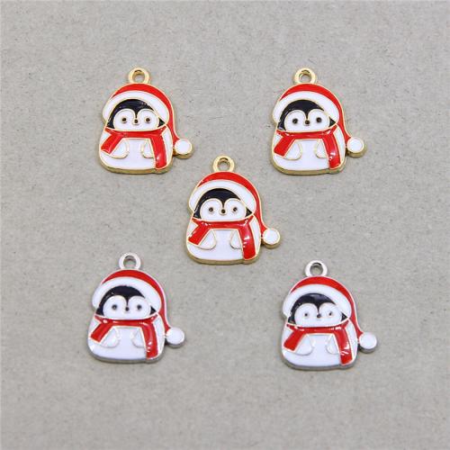 Zinc Alloy Enamel Pendants, Penguin, plated, DIY [