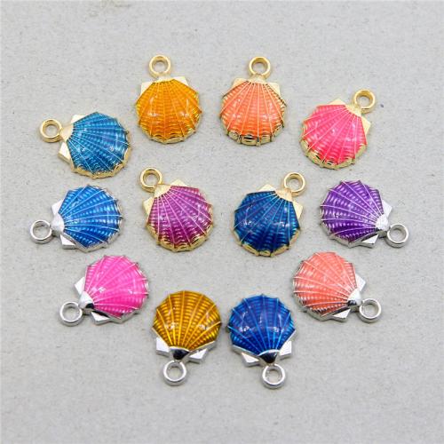 Zinc Alloy Enamel Pendants, Shell, plated, DIY [