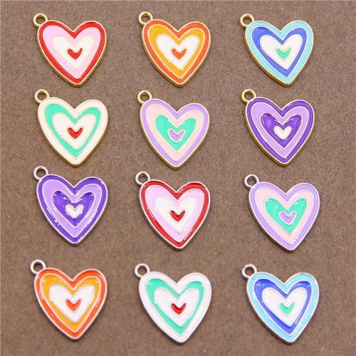 Zinc Alloy Enamel Pendants, Heart, plated, DIY 