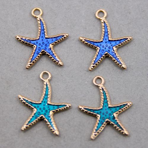 Zinc Alloy Enamel Pendants, Starfish, gold color plated, DIY [