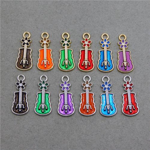 Zinc Alloy Enamel Pendants, Guitar, plated, DIY [