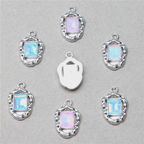 Zinc Alloy Rhinestone Pendants, silver color plated, DIY & with rhinestone 