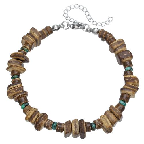 Wood Bracelets, with Stone & 304 Stainless Steel, handmade, fashion jewelry & Unisex 