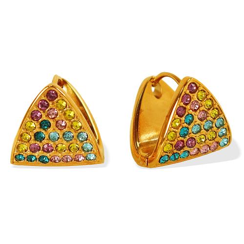 Stainless Steel Rhinestone Stud Earring, 304 Stainless Steel, Triangle, plated, fashion jewelry & for woman & with rhinestone 