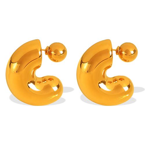 Stainless Steel Stud Earring, 304 Stainless Steel, plated, fashion jewelry & for woman, golden 