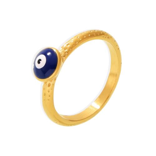 Anillo de dedo de joyería de mal de ojo, acero inoxidable 304, chapado, diverso tamaño para la opción & para mujer & esmalte, más colores para la opción, Vendido por UD[