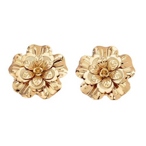 Zinc Alloy Stud Earring, petals, plated, for woman, gold [