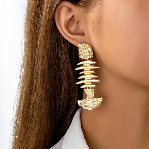 Zinc Alloy Drop Earring, Fish Bone, plated, for woman, gold 