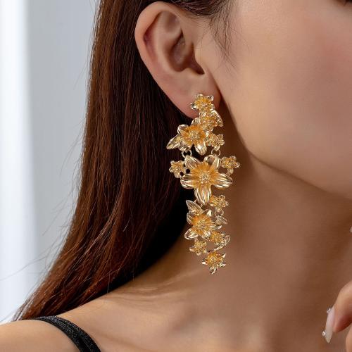 Zinc Alloy Drop Earring, petals, plated, for woman, gold 