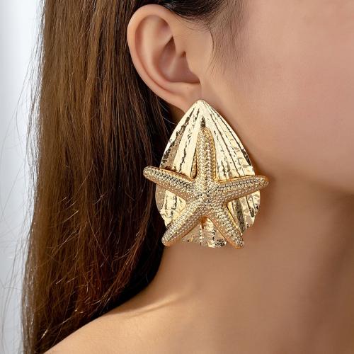 Zinc Alloy Stud Earring, Starfish, plated, for woman, gold 