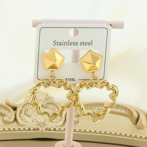 Stainless Steel Drop Earring, 304 Stainless Steel, Heart, Vacuum Ion Plating, for woman 