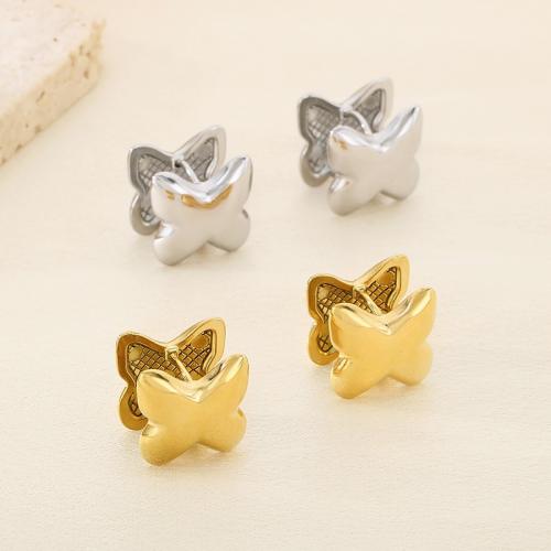 Stainless Steel Drop Earring, 304 Stainless Steel, Butterfly, Vacuum Ion Plating, for woman 