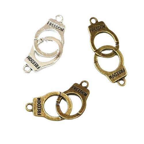 Zinc Alloy Charm Connector, Handcuffs, plated, DIY & 1/1 loop 