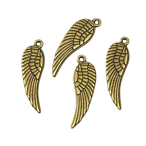 Wing Shaped Zinc Alloy Pendants, antique brass color plated, DIY 