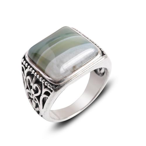 Anillo de Ágata, aleación de zinc, con Ágata, Joyería & para hombre, más colores para la opción, tamaño:11, Vendido por UD