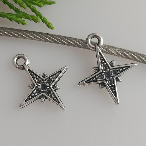 Zinc Alloy Star Pendant, antique silver color plated, DIY 