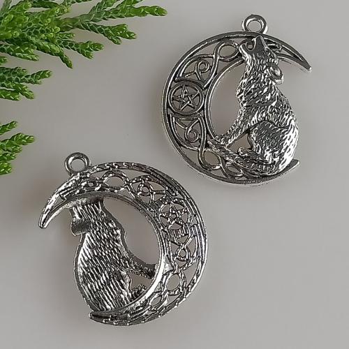 Zinc Alloy Jewelry Pendants, Moon, antique silver color plated, DIY & hollow 