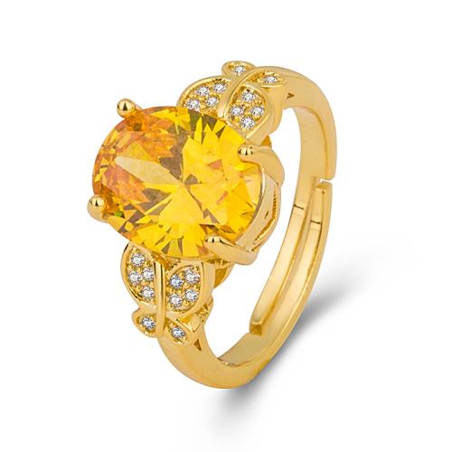 Anillo de dedo de cobre amarillo zirconia pavimenta Cubic, metal, Joyería & micro arcilla de zirconia cúbica & para mujer, Vendido por UD