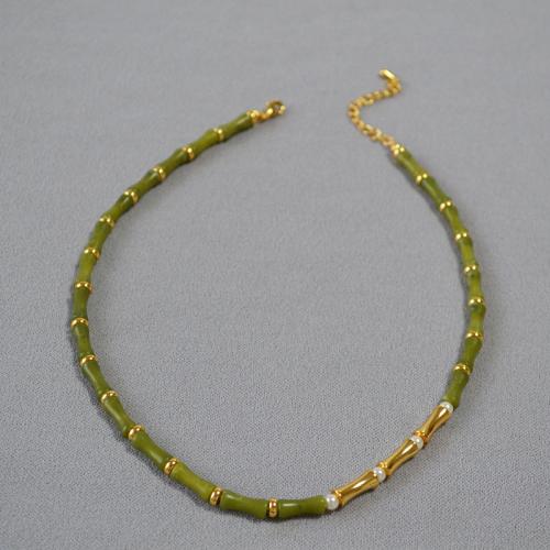 Brass Jewelry Set, with Jade & Plastic Pearl, fashion jewelry & for woman 