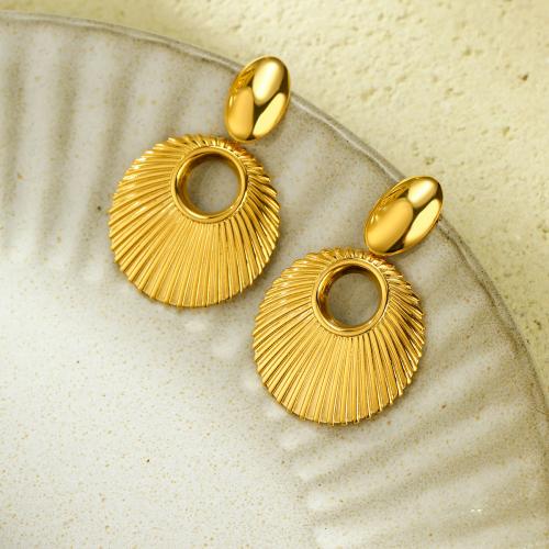 Stainless Steel Drop Earring, 304 Stainless Steel, 18K gold plated, fashion jewelry & for woman, golden 