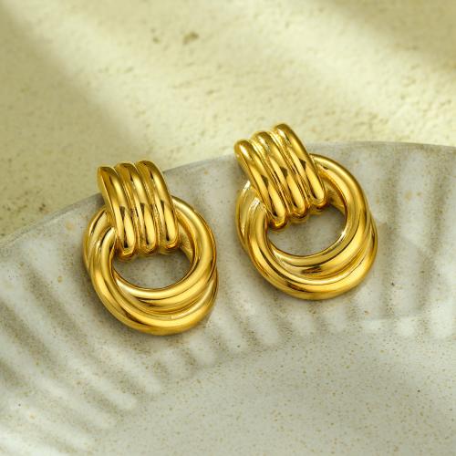 Stainless Steel Drop Earring, 304 Stainless Steel, 18K gold plated, fashion jewelry & for woman, golden 